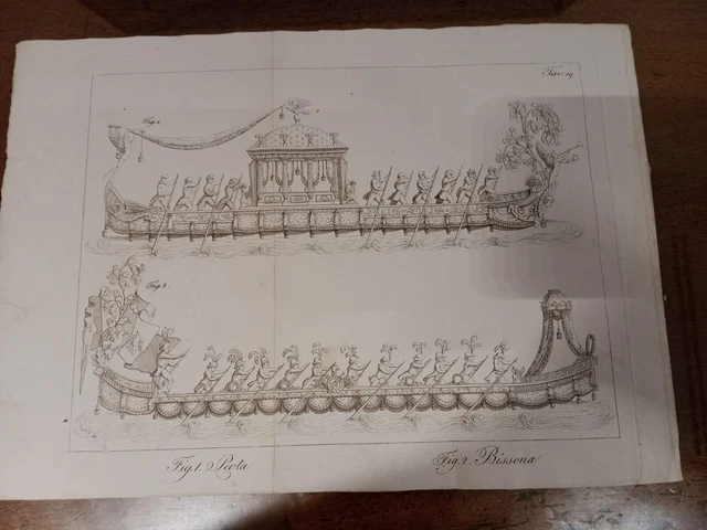 Venezia Stampa Gondola Peota Bissona Costume Veneziano 1831 Fabio Mutinelli