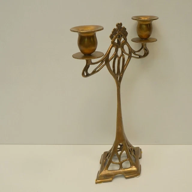 Candelero Art Deco Estilo Art Nouveau Estilo Bronce sólido 3