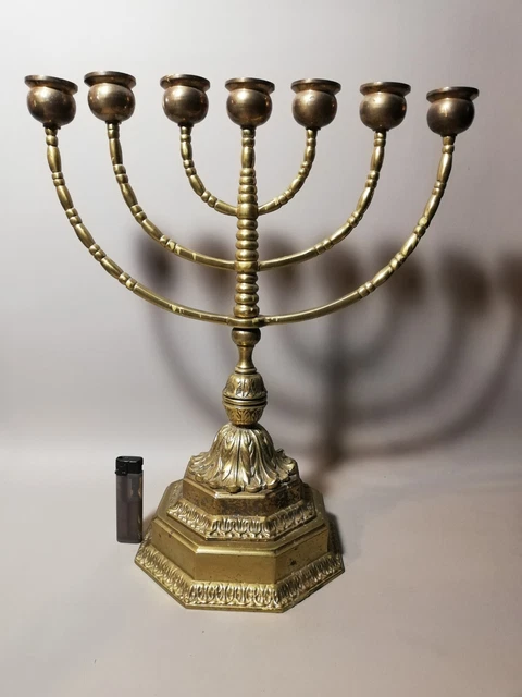 Alter Menora Leuchter Judaica 39cm mehrteilig drehbar 4,2 kg antik ? Messing