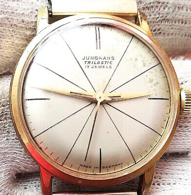 JUNGHANS TRILASTIC  GOLD PLATED OLD 1950"S GERMANY   Mechanical WRIST Watch