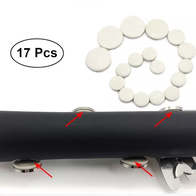 Enhanced Sealing 17 Unit Set of Bb Clarinet Pads for Sound Hole Replacement