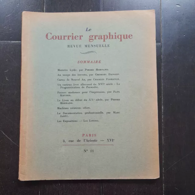 Le Courrier Graphique Revue Des Arts Graphiques N° 11 1938
