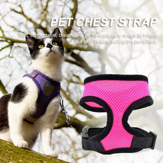Arnés de malla de malla de cuello de gato perro reflectante ropa de entrenamiento (rosa oscuro M) 2