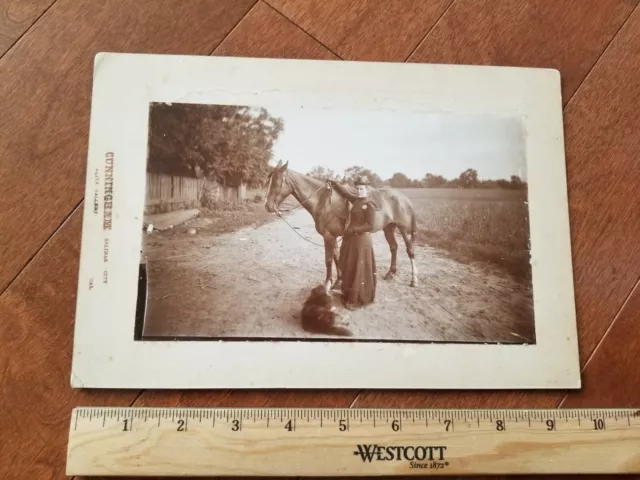 c. 1900 Salinas City California Mounted Photograph Women Horse Dog