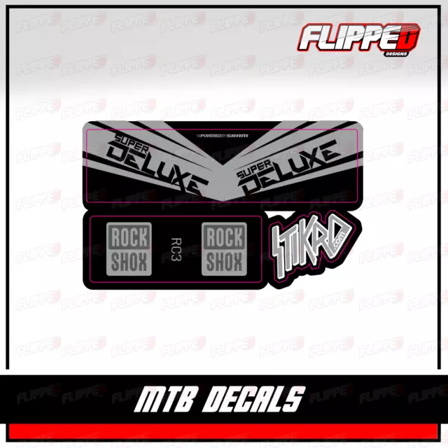ROCK SHOX SUPER Deluxe RC3 Shock Suspension Bike MTB Decal Kit