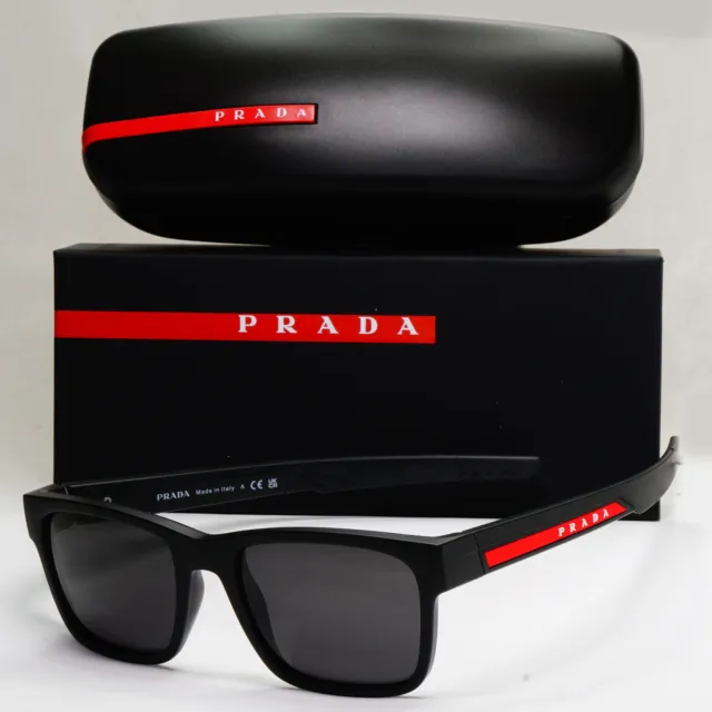 Prada Sunglasses Black Square Matte Linea Rossa PS02PV VPS 02P 1BO-1O1 53mm