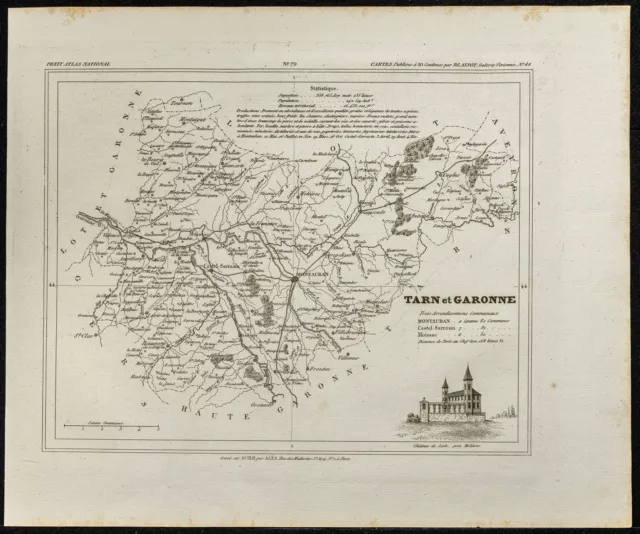 1833 - Département de Tarn-et-Garonne - Carte géographique ancienne - Monin