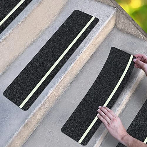 Anti Slip Traction Treads with Stripe (15-Pack), 6" X 24", Glow in Dark 15 Pack