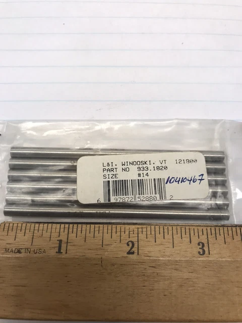 6 pcs.  #14 HS REAMER BLANK. +.0002 -.0000 L&I USA (loc J6)