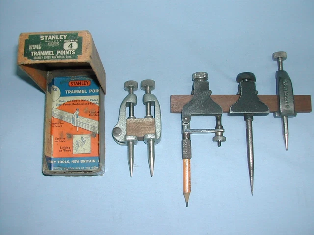 Lot of 5 Usable Trammel Points, Stanley No. 4  &  Starrett