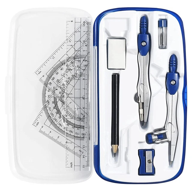 10 Piece Math Geometry Kit Sets Student Supplies for Drafting and Drawings1132