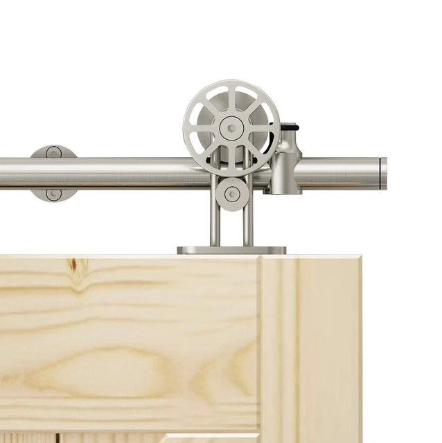 DIYHD Top Mount Spoke Wheel Sliding Barn Wood Door Hardware Kit