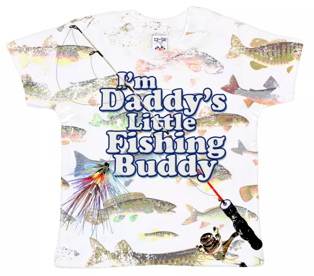 DF Baby T-Shirt All Over Print "I'm Daddy's Little Fishing Buddy" Fish Dad Gift