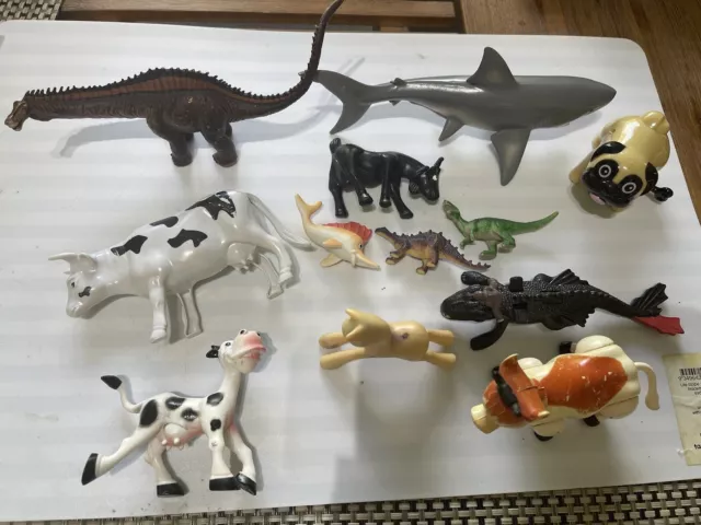 Mixed Lot Animals Plastic Bulk Boys Toys cows shark dinosaurs kids toys Christma