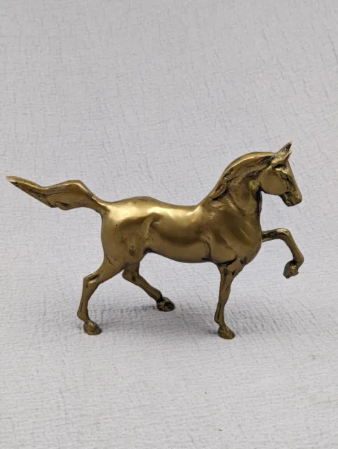 Vintage Solid Brass Horse Figurine Statue 10" Long