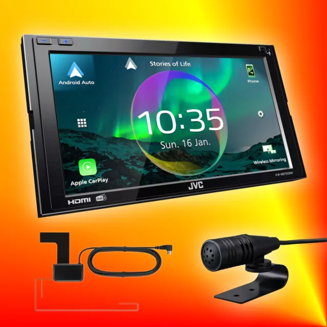JVC KW-M875DBW Autoradio DAB+ GPS Antennen Apple CarPlay Android Auto 3A USB-C