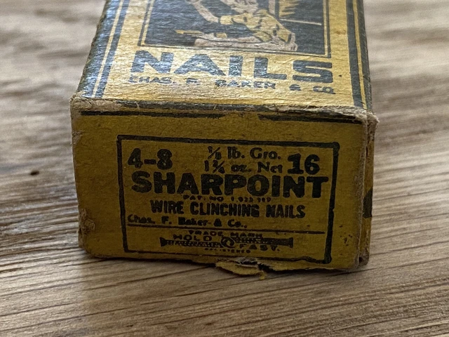Vintage Genuine Chas Baker Nails Sharpoint #16 Small 4-8 Nails Cobbler Boots 2