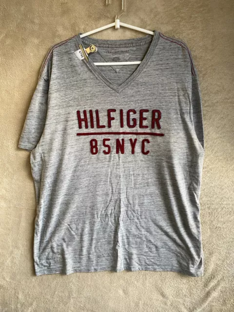 Tommy Hilfiger Casual T-Shirts Top Size XL Mens Grey Logo Short Sleeve