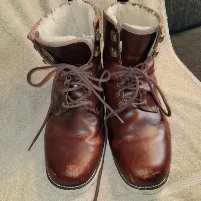 UGG Leather Boots Mens 16 Hannen TL Cordovan Burgundy Oxblood Shearling Lined