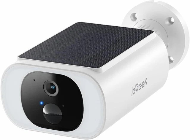 Caméra De Surveillance Extérieure WiFi IeGeek 2K Avec Panneau Solaire - Détection PIR, Projecteur 160lm, Vision Nocturne Couleur, étanche IP65