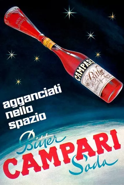 Poster Manifesto Locandina Pubblicitaria Stampa Vintage Aperitivo Bitter Campari