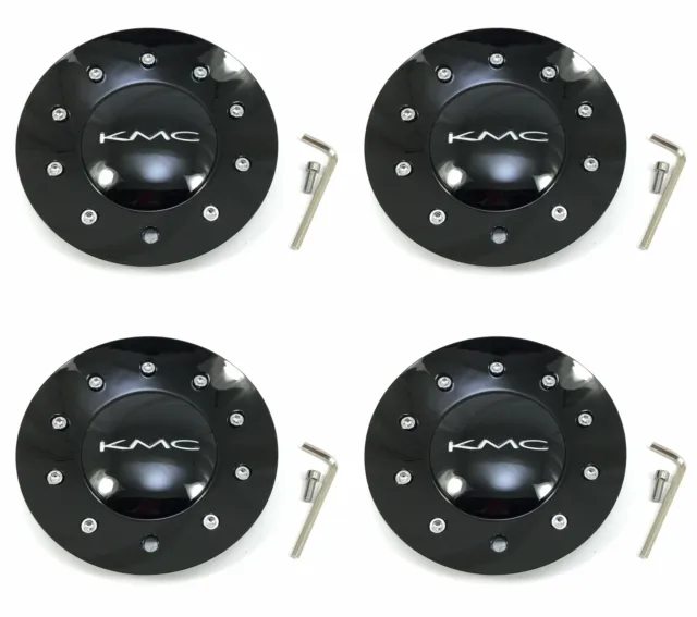 4 KMC Wheels Gloss Black Wheel Center Hub Caps for 5/6Lug KM677 D2