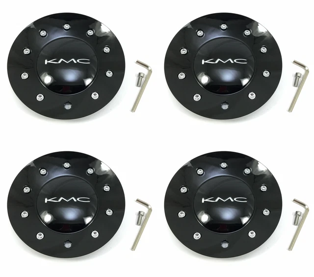 4 KMC Wheels Gloss Black Wheel Center Hub Caps for 5/6Lug KM677 D2