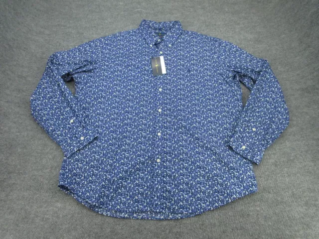 Ralph Lauren Shirt Mens 2XL Blue Flower Long Sleeve Button Up Stretch XXL NEW