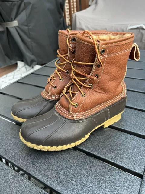 Bean Boot LL BEAN 8” Shearling Lined Snow Duck Women’s Size 6 M Brown Boots