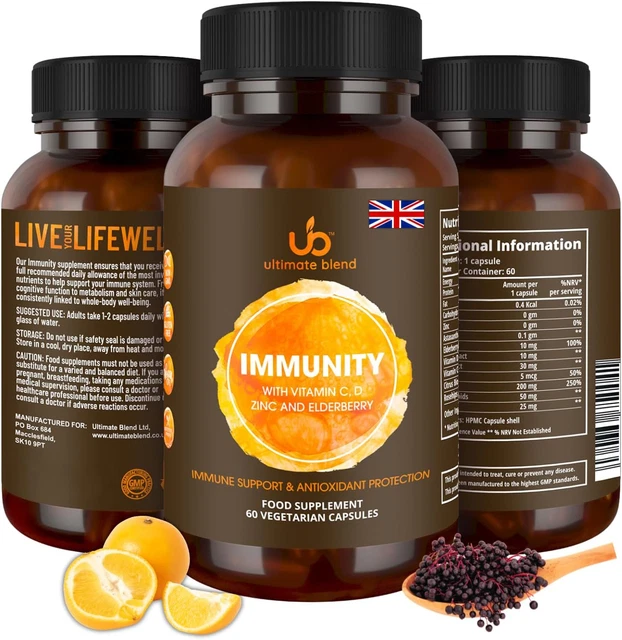 ULTIMATE BLEND IMMUNITY with Vitamin C, D, Zinc and Elderberry Immune