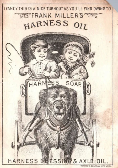 Frank Miller's Harness Oil- Dog pulling cart with Children