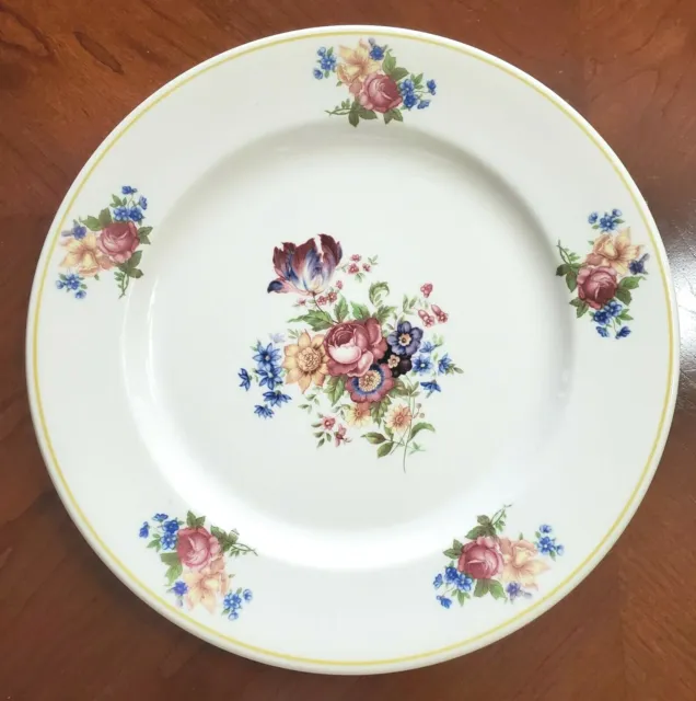 Syracuse China Colonial Dinner Plate - Restaurant Ware Deep Color Floral 9 3/4"