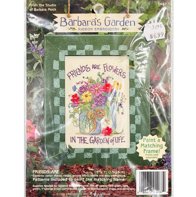 Friends Are Flowers in the Garden of Life Cinta Bordado Kit Barbaras Jardín