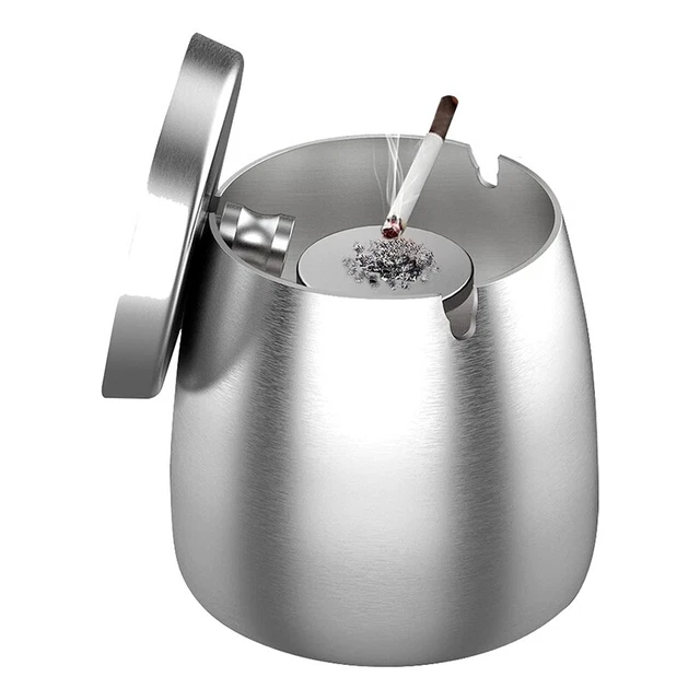 Posacenere, posacenere con coperchio, posacenere in acciaio inox per esterni, U3O7