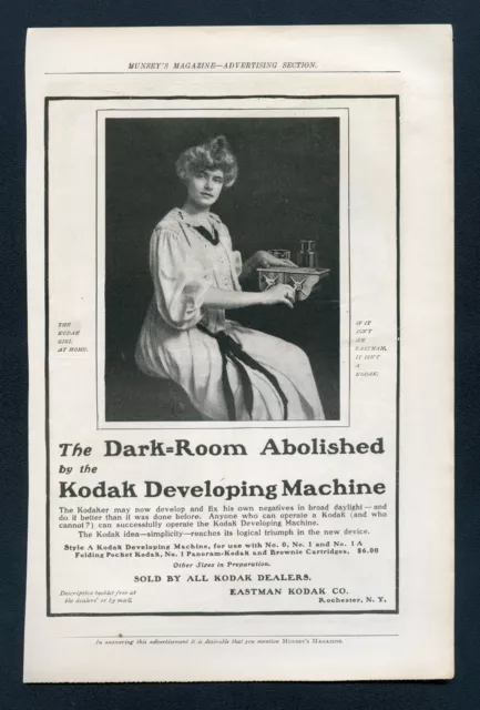 Vintage Ad for Kodak Darkroom Developing Machine  - Original 1900s Magazine Ad