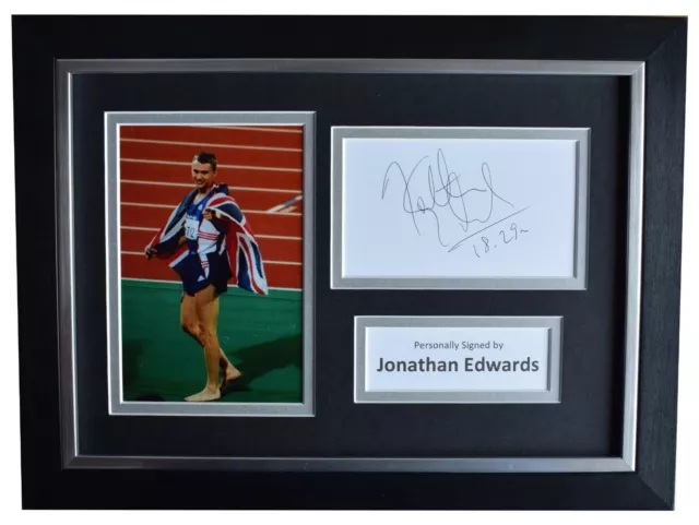 Jonathan Edwards Signed A4 Framed Autograph Photo Display Olympic Triple Jump