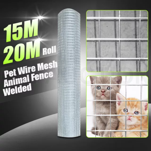 20/30M Roll Galvanised Welded Wire Mesh Graden Pet Chicken Coop Aviary Fencing