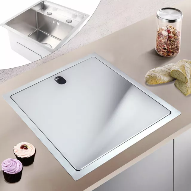 Stainless Steel Single Bowl Bar Kitchen Laundry Sink Set Hidden w/Folding Faucet
