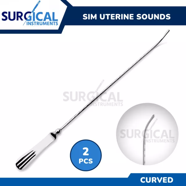 2 Pcs Sim Uterine Sounds Gynecology Surgical Instruments Stainless German Grade