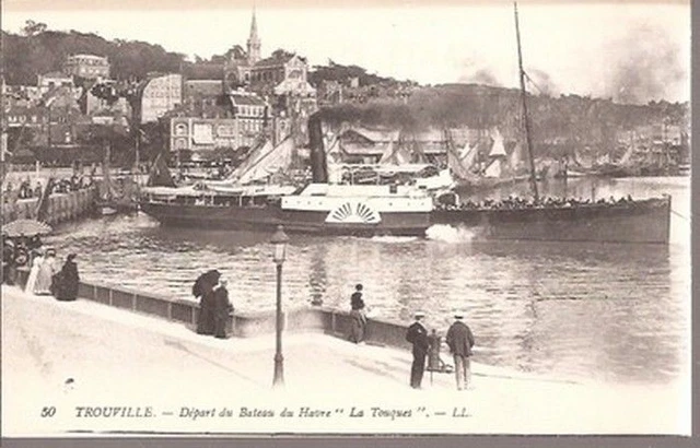 CPA 14. TROUVILLE / DEPART DU BATEAU DU HAVRE "LA TOuQUES"./ANIMEE/.L.L.N°50.TBE