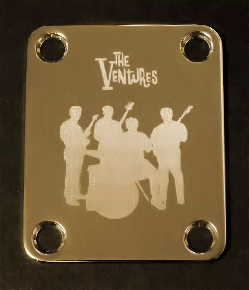 GUITAR NECK PLATE Custom Engraved Etched - THE VENTURES - Gold