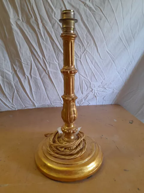 lampada  da tavolo in legno dorato oro 23k  H cm 37