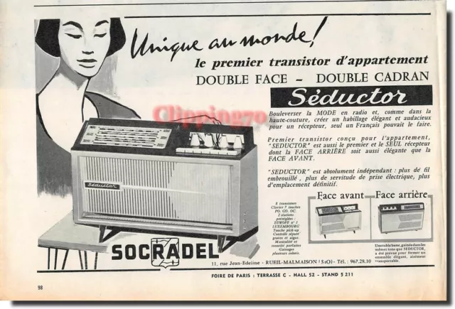 Publicité Advertising 1959- SOCRADEL Séductor radio -  (Advertising paper)