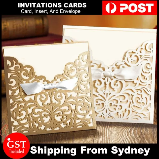 UP 100x Laser Cut Invitations Pocket Card Wedding Cards Insert Envelope Party AU