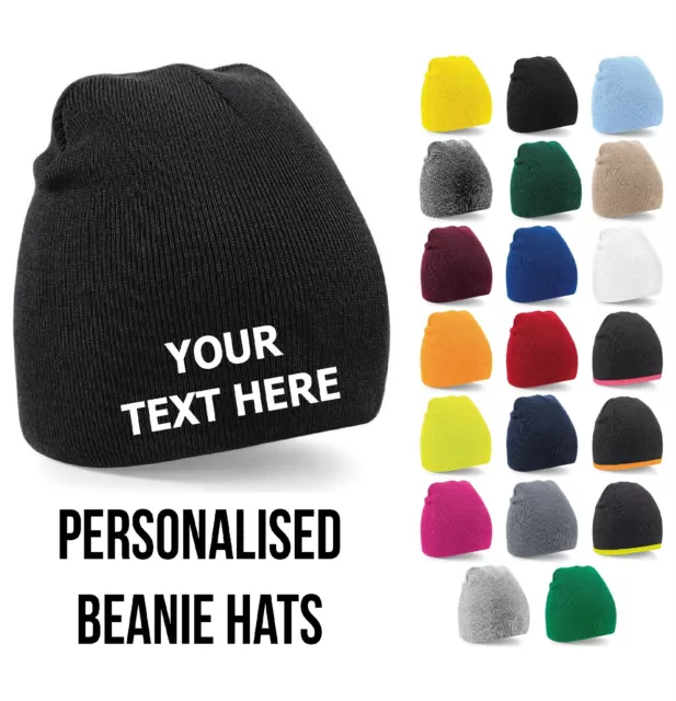 Personalised Embroidered Beanie Hat Pullover Custom Printed Workwear Wooley Hat