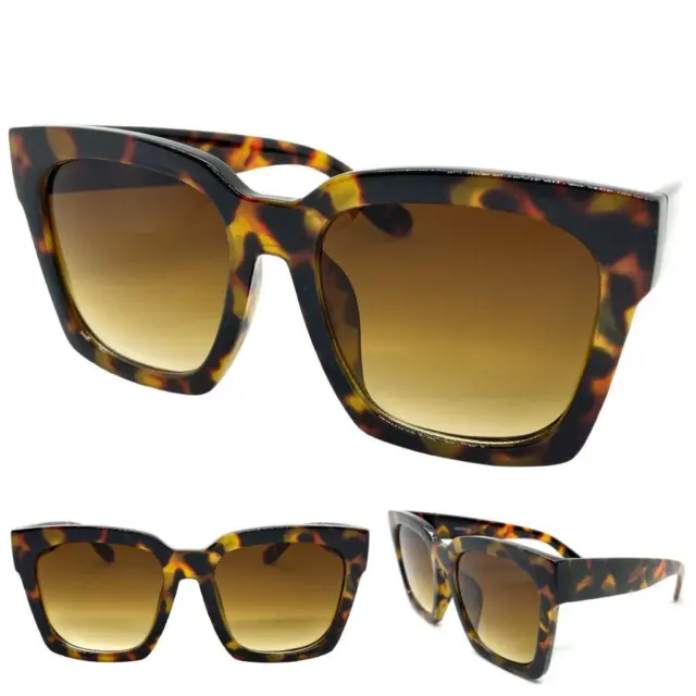 Oversized Exaggerated Vintage Retro Style SUNGLASSES Large Square Tortoise Frame