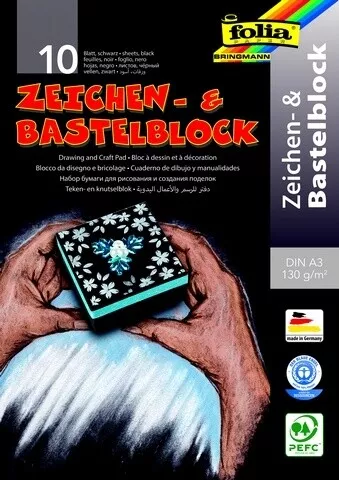 Folia Zeichen- Und Bastelblock A3 Schwarz Bastelpapier