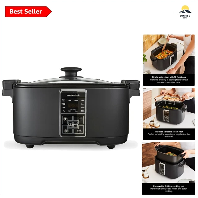10-IN-1 MULTI-COOKER SLOW Cooker 6.5L Non-Stick Pot Dishwasher Safe ...