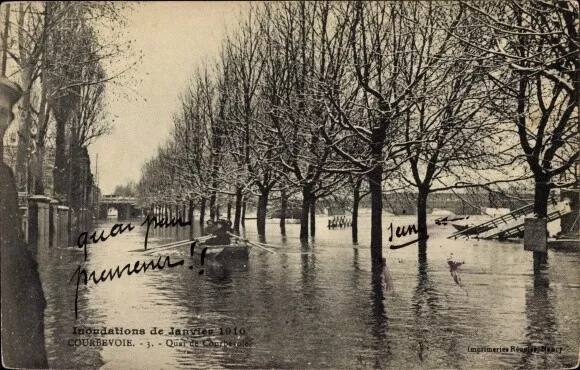 Ak Courbevoie Hauts de Seine, Inondations de Janvier 1910, Quai - 3854175