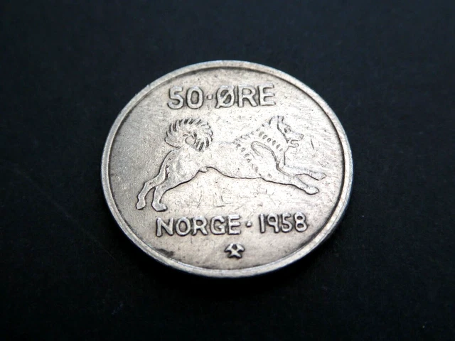 Norway 50 Ore 1958 Km#408 Very Fine Condition 1100501/502